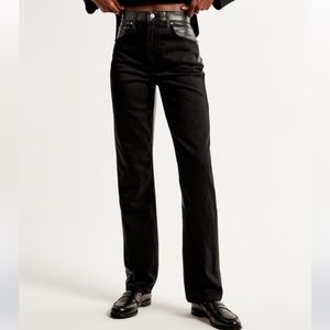 Abercrombie Ankle Straight Jeans- Black/Leather
